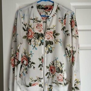 Roolee White Floral Bomber Jacket